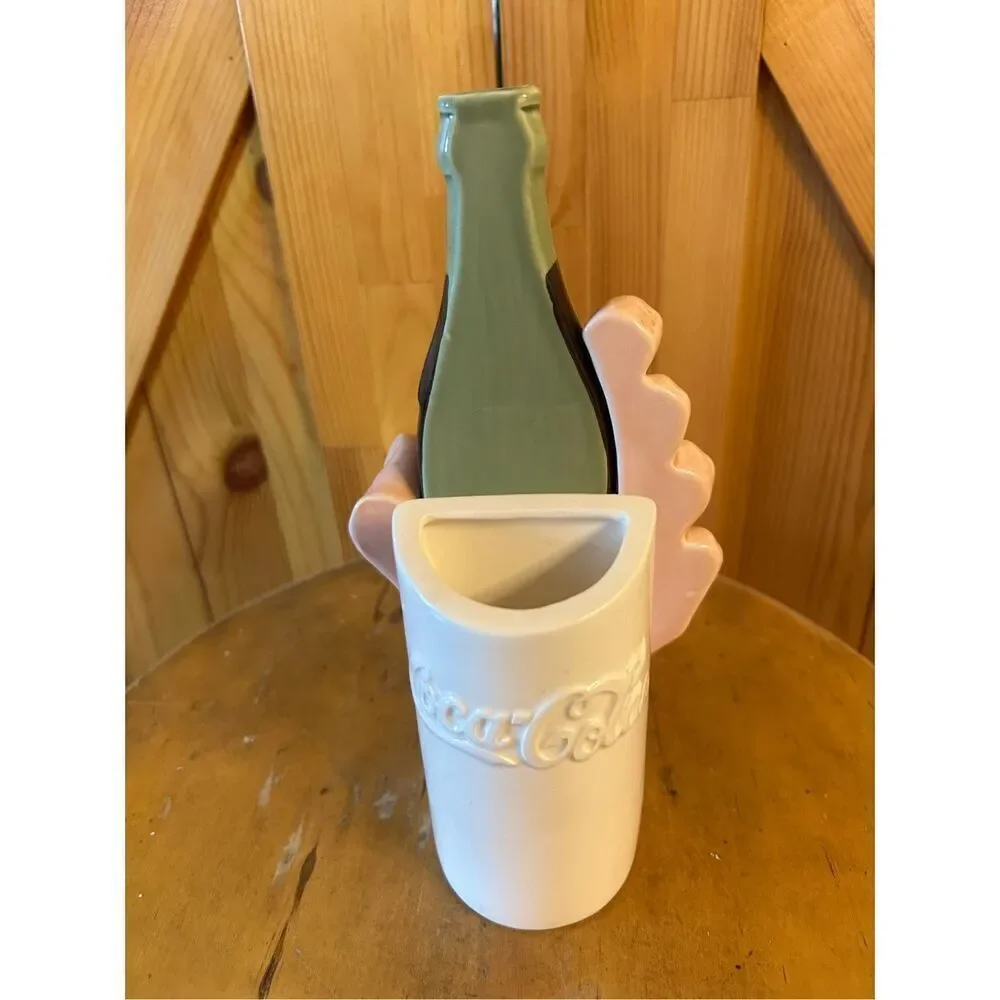 Coke Coca Cola Ceramic Bottle Hand Napkin Straw Holder Collectible Table Decor (